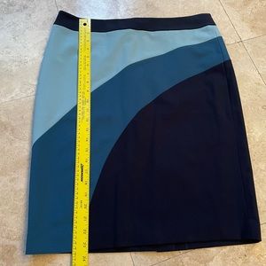 Beautiful color block all season skirt navy teal light blue